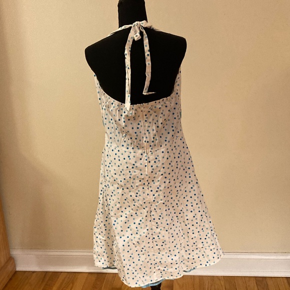 White Halter Style Dress with Blue Polka dots size 1X - Picture 2 of 2